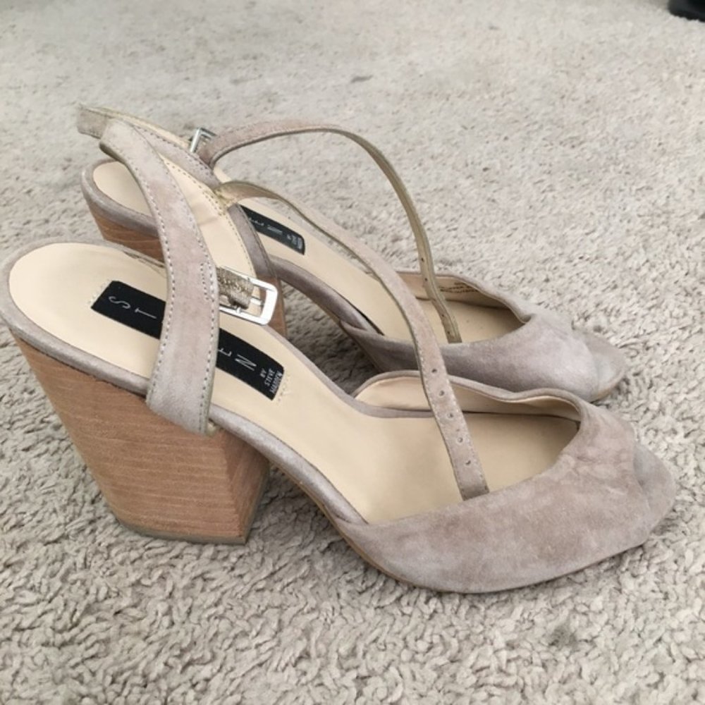 Steven by Steve Madden Shelli Suede Dress Sandals Size 7.5 Taupe